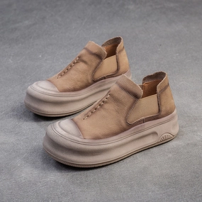 8053 Arc Crazy Horse Leather Platform Casual Shoes Size Women Minimalism Solid Soft Leather Casual Shoes