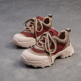 Casual Shoes Size 14 Women Retro Leather Breathable Mesh Casual Shoes