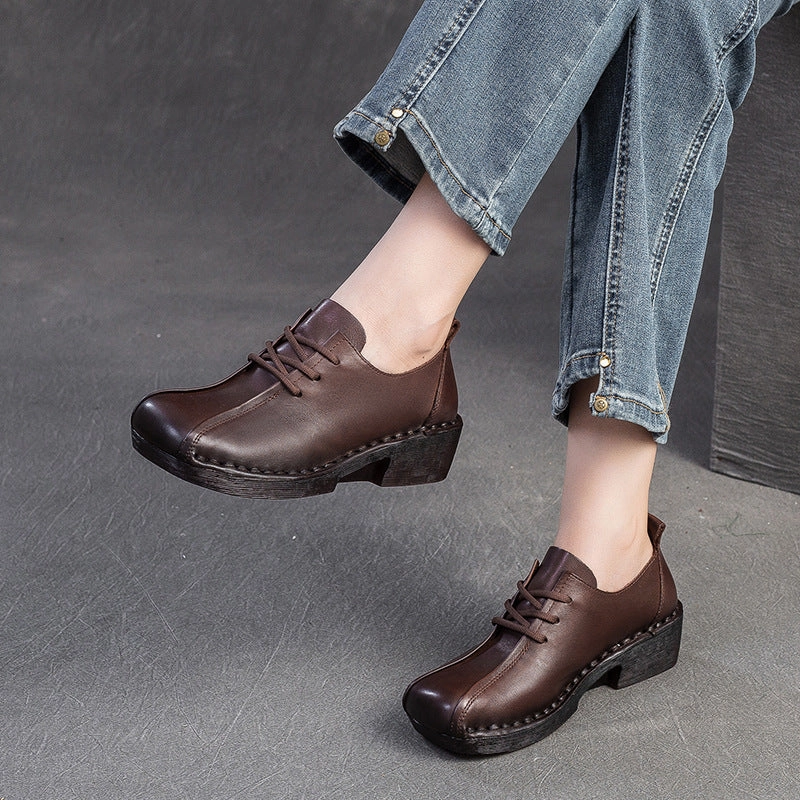 530 Casual Shoes Women Retro Leather Low Block Casual Shoes