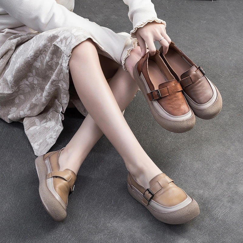 Best Formal And Casual Shoes Women Retro Leather Minimalism Soft Casual Shoes