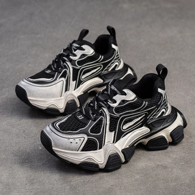 Casual Shoes Photos Women Retro Patchwork Chunky Platform Casual Shoes