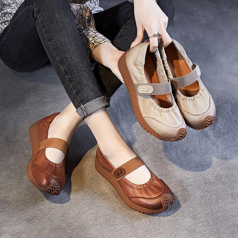 Waterproof Winter Shoes Casual Women Retro Soft Leather Minimalist Causal Shoes