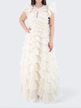 Women's Lace Gown,Cream Factory Dress Shoes