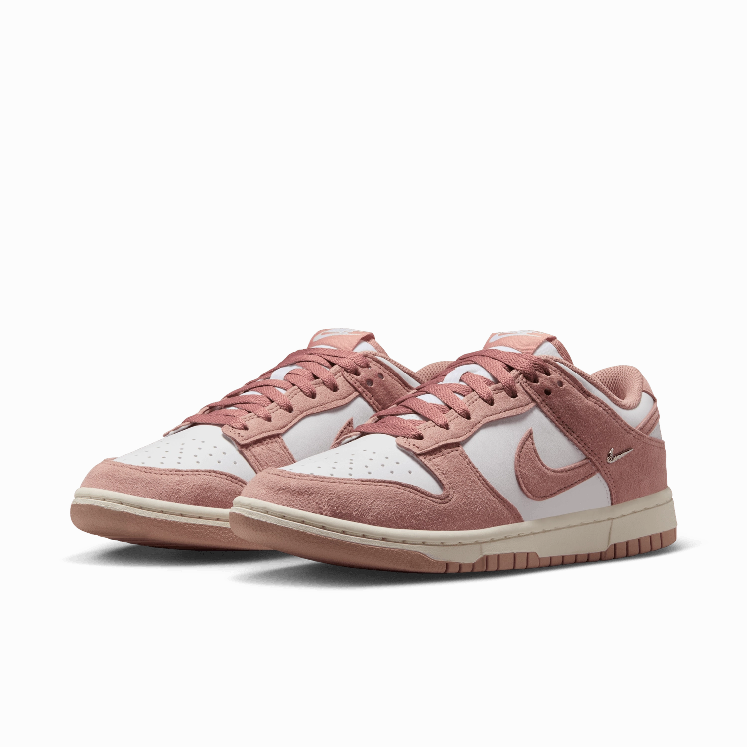 Women's Nike Dunk Low 'Rose Whisper/Mini Swoosh' Nike Shoes With Lime Green