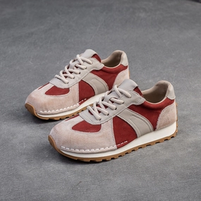 Women Stylish Color Matching Leather Casual Shoes Casual High Heels Shoes