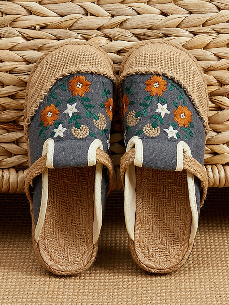 Women Summer Ethnic Flower Embroidery Slippers CC050 Slip Cyber Monday Deals