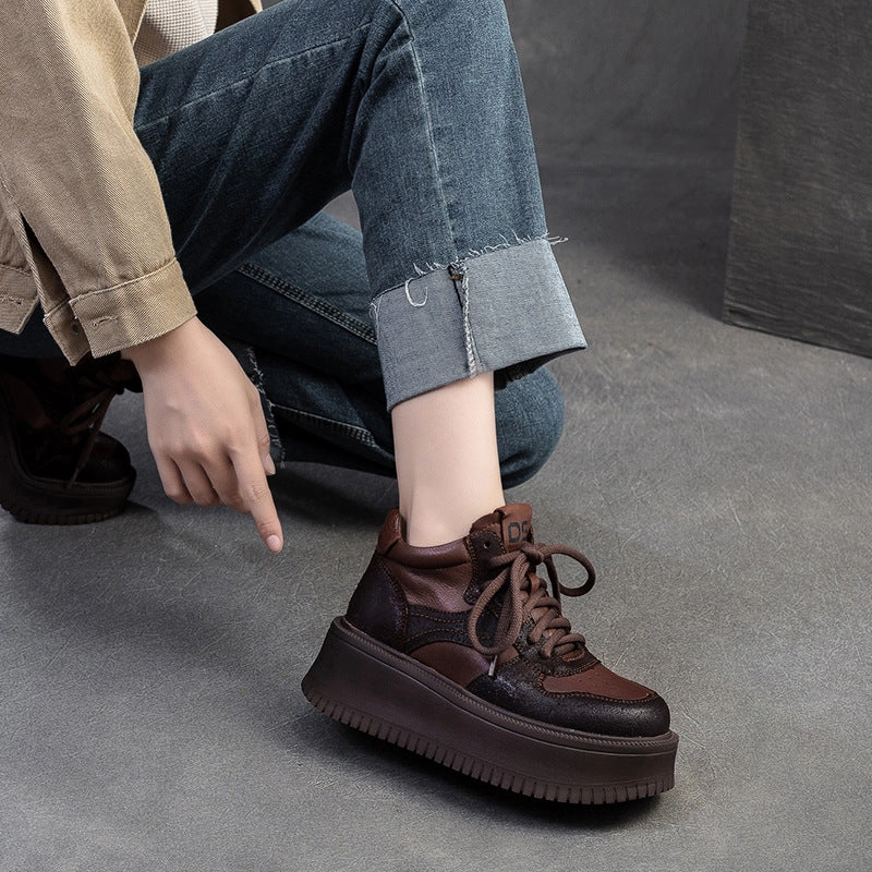 X Lamelo Ball Lafrancé Casual Shoes Women Vintage Leather Chunky Platform Casual Shoes