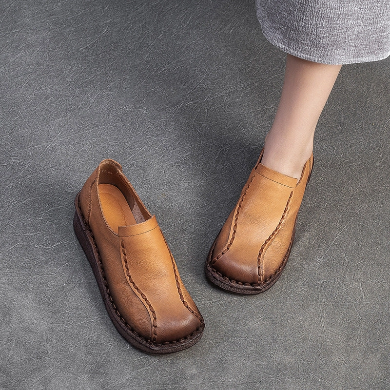 Women Vintage Plain Quilted Leather Wedge Casual Shoes Best Business Casual Shoes For Plantar Fasciitis