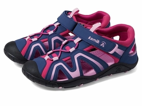 Kamik Kick Sandals Kids Navy Pink Leather Waterproof Adjustable Strap JOBB2107 Shoe Bag Waterproof
