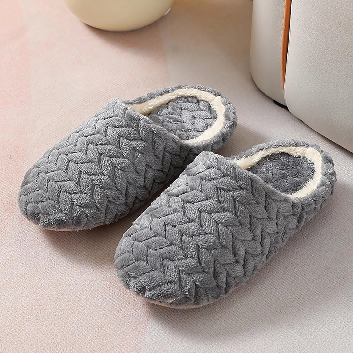 Casual Derby Shoes Couple Models New Jacquard Japanese Soft Bottom Mute Velvet Slippers Non Slip Wooden Floor Indoor Men Slippers Size 11 Men's